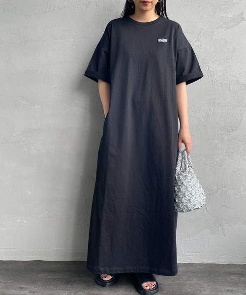 UNIVERSAL OVERALL（ユニバーサルオーバーオール）の「[UNIVERSAL OVERALL/ユニバーサルオーバーオール] 別注 異素材切り替え マキシ丈ワンピース（ワンピース・レディース・ネイビー/ブラック/カーキ・F）」の9枚目の写真