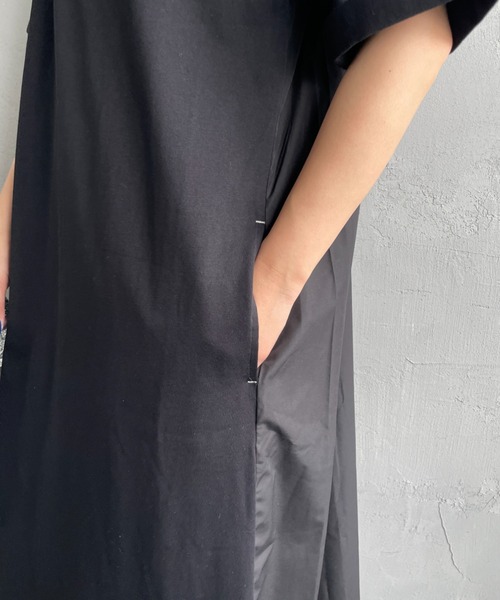 UNIVERSAL OVERALL（ユニバーサルオーバーオール）の「[UNIVERSAL OVERALL/ユニバーサルオーバーオール] 別注 異素材切り替え マキシ丈ワンピース（ワンピース・レディース・ネイビー/ブラック/カーキ・F）」の20枚目の写真