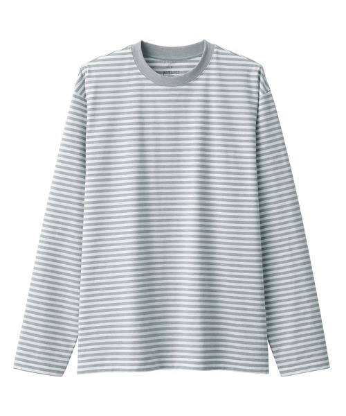 無印良品（ムジルシリョウヒン）の「紳士　天竺編みクルーネック長袖Ｔシャツ（ボーダー）（Tシャツ/カットソー・メンズ・ブラック系/ピンク系/ブルー系2/グレー系その他/イエロー系9/スモーキーグリーン系1・S/XL/M/L）」の17枚目の写真