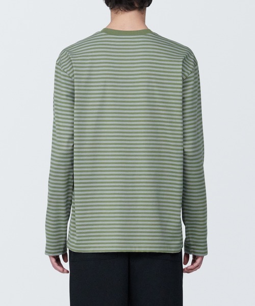 無印良品（ムジルシリョウヒン）の「紳士　天竺編みクルーネック長袖Ｔシャツ（ボーダー）（Tシャツ/カットソー・メンズ・ブラック系/ピンク系/ブルー系2/グレー系その他/イエロー系9/スモーキーグリーン系1・S/XL/M/L）」の21枚目の写真