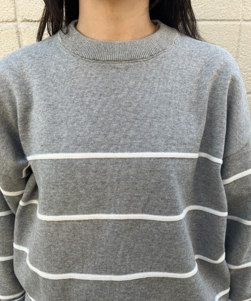 BROKEN BASE(ブロークンベース)の「7Gボーダーニット(ニット/セーター・メンズ・チャコール/ライトグレー・MEDIUM/LARGE)」の11枚目の写真
