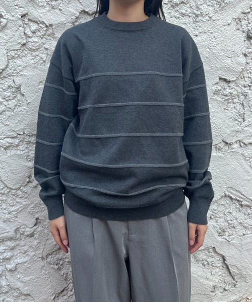 BROKEN BASE(ブロークンベース)の「7Gボーダーニット(ニット/セーター・メンズ・チャコール/ライトグレー・MEDIUM/LARGE)」の22枚目の写真