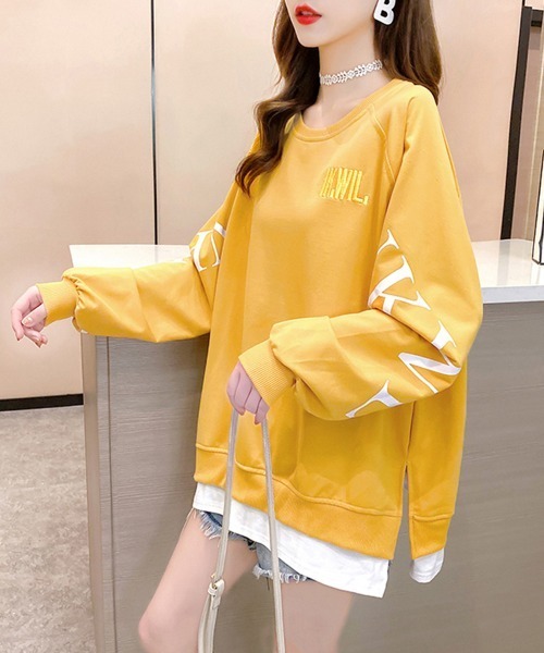 Miniministore(ミニミニストア)の「チュニックロンT 長袖 レディース韓国風(スウェット・レディース・ブルー/サーモンピンク/ベージュ/イエロー/ブラック・XL/XXL)」の4枚目の写真