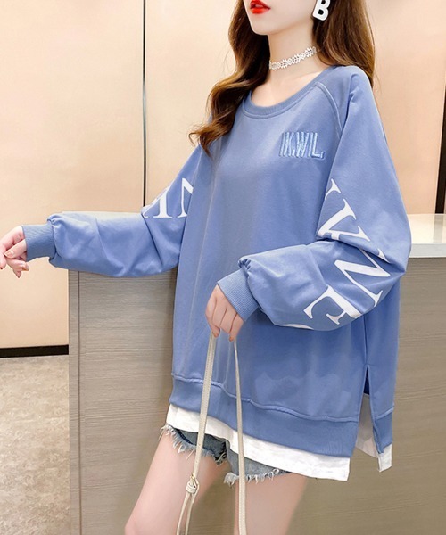 Miniministore(ミニミニストア)の「チュニックロンT 長袖 レディース韓国風(スウェット・レディース・ブルー/サーモンピンク/ベージュ/イエロー/ブラック・XL/XXL)」の3枚目の写真