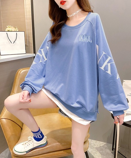 Miniministore(ミニミニストア)の「チュニックロンT 長袖 レディース韓国風(スウェット・レディース・ブルー/サーモンピンク/ベージュ/イエロー/ブラック・XL/XXL)」の11枚目の写真