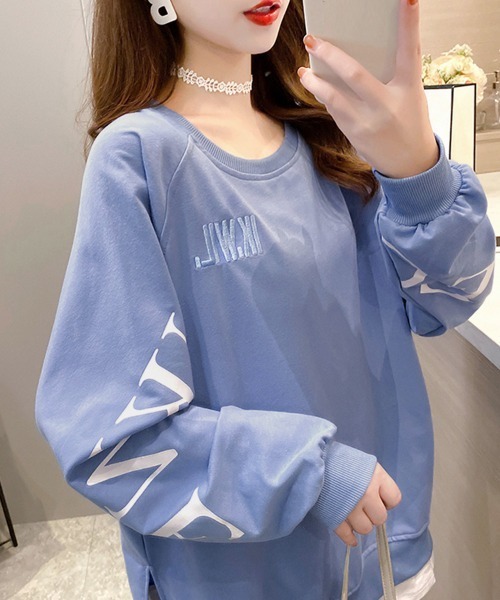 Miniministore(ミニミニストア)の「チュニックロンT 長袖 レディース韓国風(スウェット・レディース・ブルー/サーモンピンク/ベージュ/イエロー/ブラック・XL/XXL)」の12枚目の写真