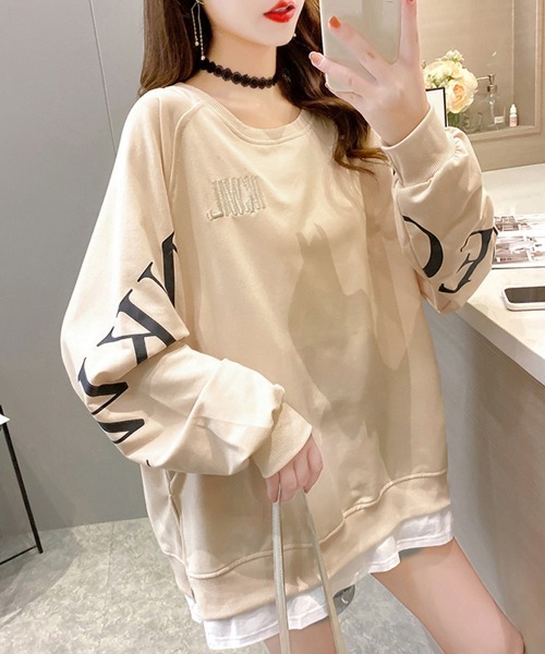 Miniministore(ミニミニストア)の「チュニックロンT 長袖 レディース韓国風(スウェット・レディース・ブルー/サーモンピンク/ベージュ/イエロー/ブラック・XL/XXL)」の13枚目の写真