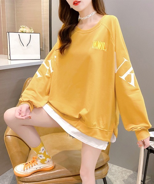 Miniministore(ミニミニストア)の「チュニックロンT 長袖 レディース韓国風(スウェット・レディース・ブルー/サーモンピンク/ベージュ/イエロー/ブラック・XL/XXL)」の15枚目の写真