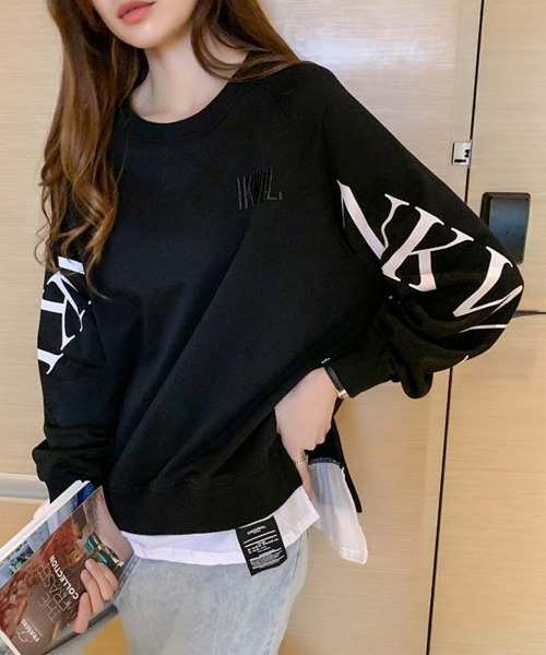 Miniministore(ミニミニストア)の「チュニックロンT 長袖 レディース韓国風(スウェット・レディース・ブルー/サーモンピンク/ベージュ/イエロー/ブラック・XL/XXL)」の8枚目の写真