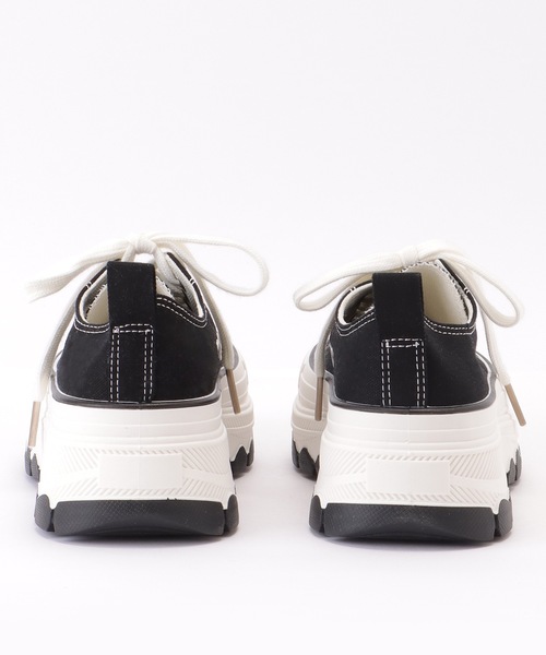 Lace Ladies（レースレディース）の「配色 ライン 厚底 キャンバス スニーカー（スニーカー・レディース・ホワイト/ブラック・ 25/24.5/24/23.5/23/22.5）」の8枚目の写真