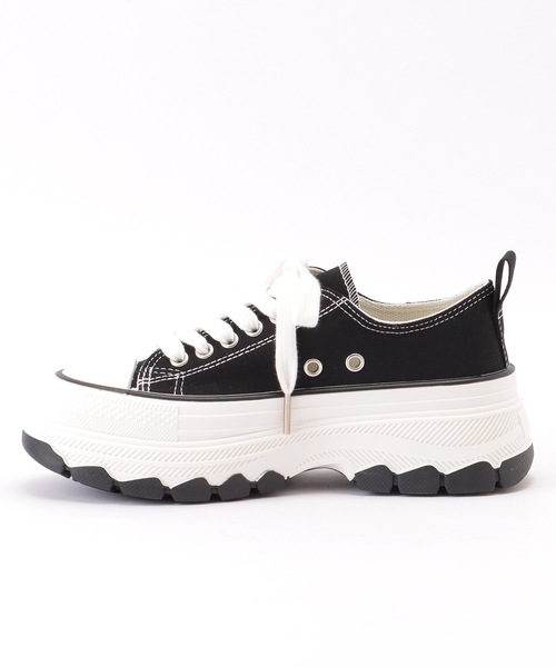 Lace Ladies（レースレディース）の「配色 ライン 厚底 キャンバス スニーカー（スニーカー・レディース・ホワイト/ブラック・ 25/24.5/24/23.5/23/22.5）」の7枚目の写真