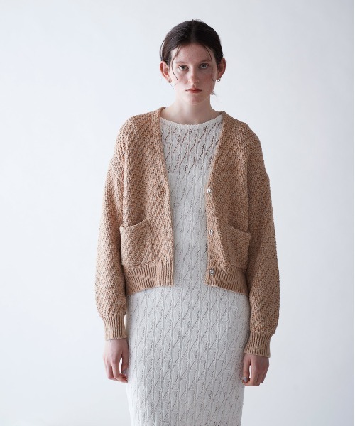 WALANCE（ワランス）の「オーガニックコットンミックスワッフルカーディガン（カーディガン/ボレロ・レディース・ベージュ/アイボリー/ブルー・FREE）」の3枚目の写真