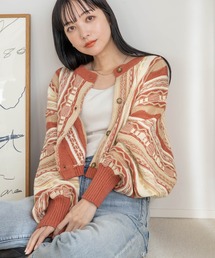 LOWRYS FARM | 2WAY柄ショートカーディガン 102893(ニット/セーター)