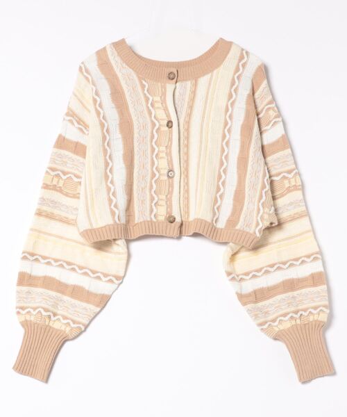 LOWRYS FARM(ローリーズファーム)の「2WAY柄ショートカーディガン 102893(ニット/セーター・レディース・オフホワイト/ブラック/ベージュ・FREE)」の5枚目の写真