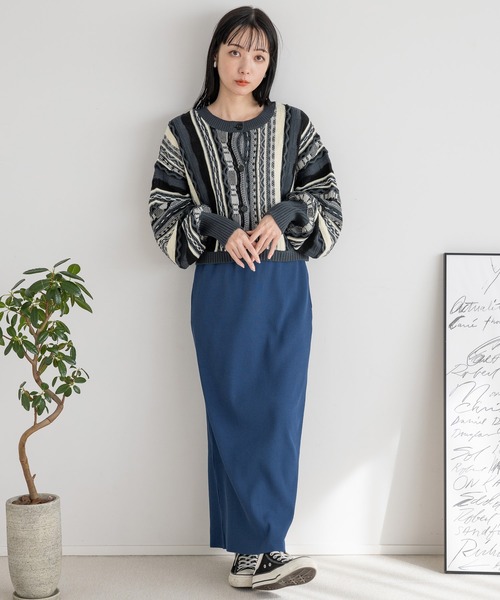 LOWRYS FARM(ローリーズファーム)の「2WAY柄ショートカーディガン 102893(ニット/セーター・レディース・オフホワイト/ブラック/ベージュ・FREE)」の20枚目の写真