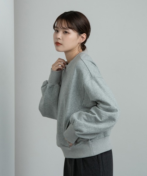 Amiur（エミレ）の「design line tuck sleeve sweat / デザインラインタックスリーブスウェット（スウェット・レディース・グレー/ホワイト/ブラック・FREE）」の3枚目の写真