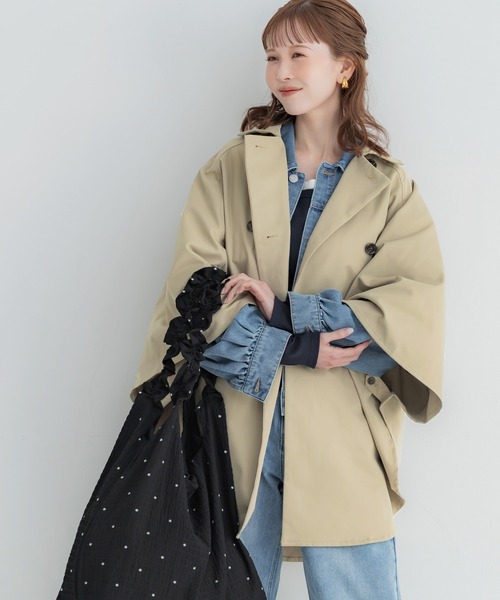 coca(coca)(コカ)の「ポンチョトレンチコート(トレンチコート・レディース・ベージュ/ネイビー・L/M)」の9枚目の写真