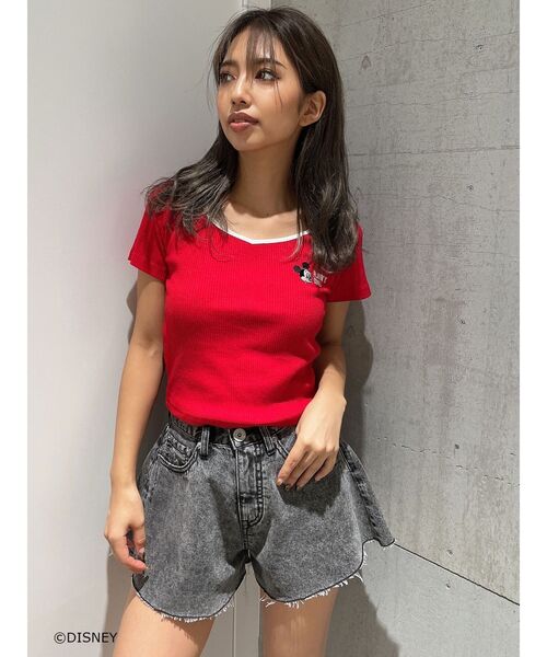 GYDA（ジェイダ）の「ケミカルデニムキュロット（デニムパンツ・レディース・ライトブルー/ブラック・MEDIUM/SMALL）」の12枚目の写真