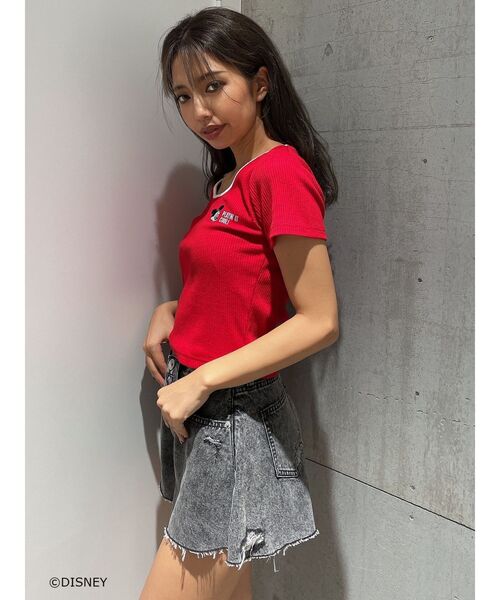 GYDA（ジェイダ）の「ケミカルデニムキュロット（デニムパンツ・レディース・ライトブルー/ブラック・MEDIUM/SMALL）」の14枚目の写真