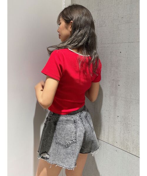 GYDA（ジェイダ）の「ケミカルデニムキュロット（デニムパンツ・レディース・ライトブルー/ブラック・MEDIUM/SMALL）」の15枚目の写真