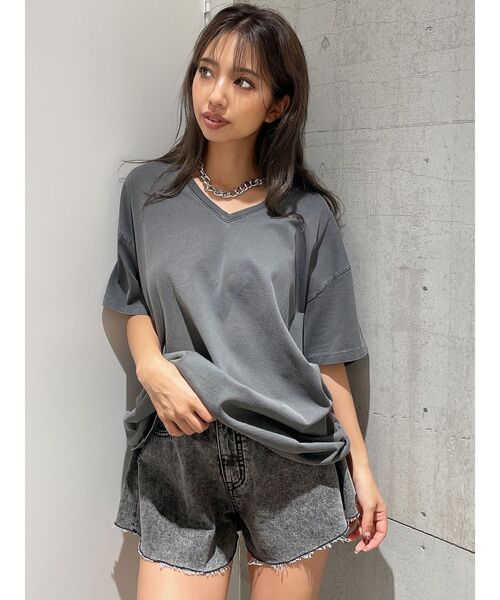 GYDA（ジェイダ）の「ケミカルデニムキュロット（デニムパンツ・レディース・ライトブルー/ブラック・MEDIUM/SMALL）」の22枚目の写真