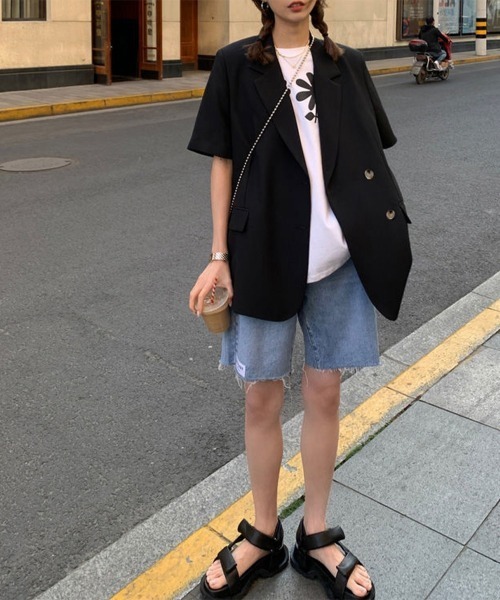 セール】半袖ジャケット ショートパンツ セット夏（スーツセット