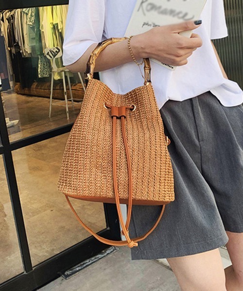 Miniministore(ミニミニストア)の「ショルダー 夏 レディース 編み(かごバッグ・レディース・アイボリー/キャメル/ベージュ・FREE)」の8枚目の写真