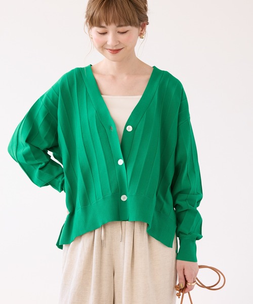 AMERICAN HOLIC（アメリカンホリック）の「針抜きVネックニットカーディガン（カーディガン/ボレロ・レディース・アイボリー/グリーン/ネイビー・M/L）」の7枚目の写真