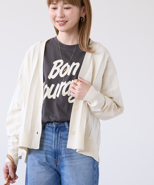 AMERICAN HOLIC（アメリカンホリック）の「針抜きVネックニットカーディガン（カーディガン/ボレロ・レディース・アイボリー/グリーン/ネイビー・M/L）」の8枚目の写真