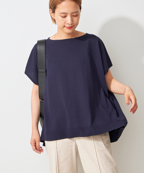 Spick & Span(スピックアンドスパン)の「ICE COTTON フレンチスリーブルーズニット(ニット/セーター・レディース・ベージュ/ネイビー/ピンク・FREE)」の2枚目の写真