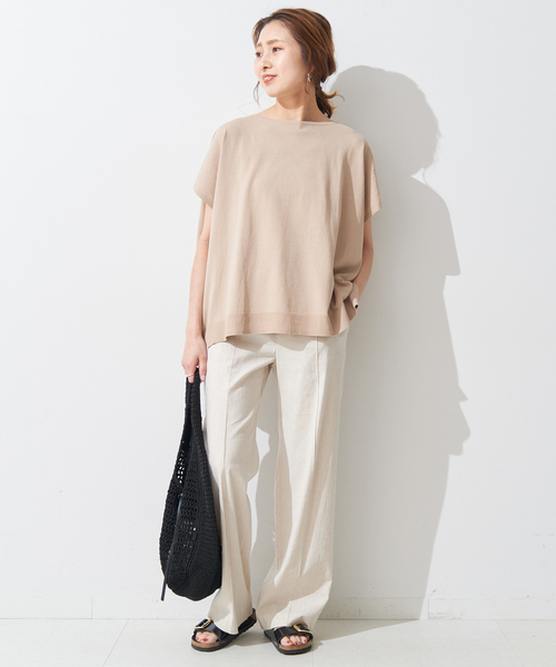 Spick & Span(スピックアンドスパン)の「ICE COTTON フレンチスリーブルーズニット(ニット/セーター・レディース・ベージュ/ネイビー/ピンク・FREE)」の16枚目の写真