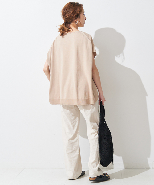 Spick & Span(スピックアンドスパン)の「ICE COTTON フレンチスリーブルーズニット(ニット/セーター・レディース・ベージュ/ネイビー/ピンク・FREE)」の18枚目の写真
