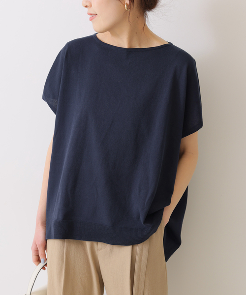 Spick & Span(スピックアンドスパン)の「ICE COTTON フレンチスリーブルーズニット(ニット/セーター・レディース・ベージュ/ネイビー/ピンク・FREE)」の4枚目の写真