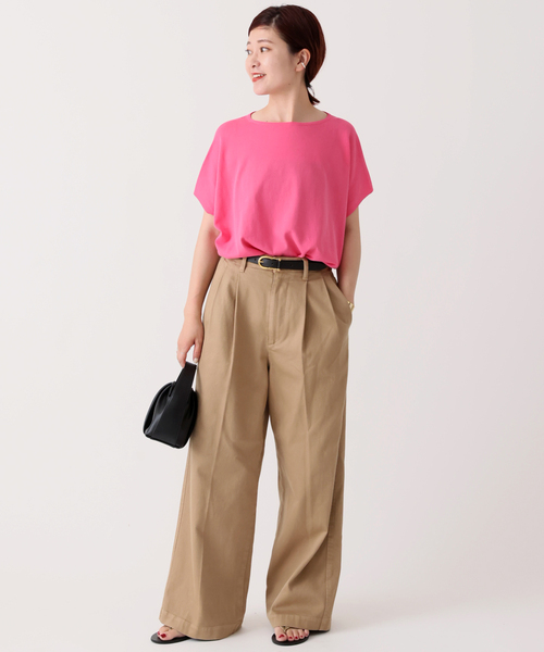 Spick & Span(スピックアンドスパン)の「ICE COTTON フレンチスリーブルーズニット(ニット/セーター・レディース・ベージュ/ネイビー/ピンク・FREE)」の5枚目の写真