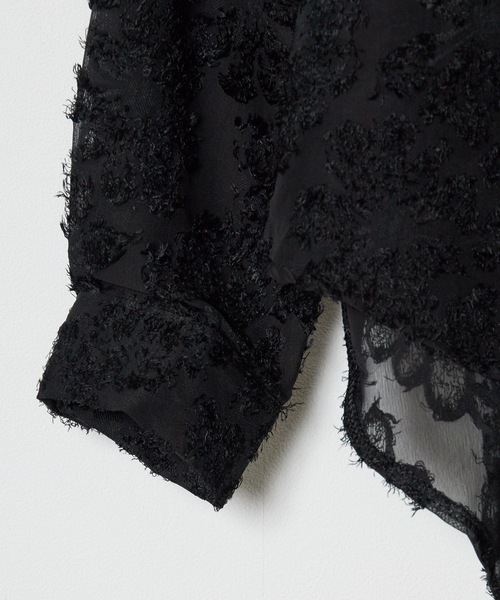 Theater code(シアターコード)の「▲fringe see-through long sleeve shirt / フリンジ シースルー ロングスリーブ シアーシャツ(シャツ/ブラウス・メンズ・ホワイト/ブラック・3/2)」の5枚目の写真