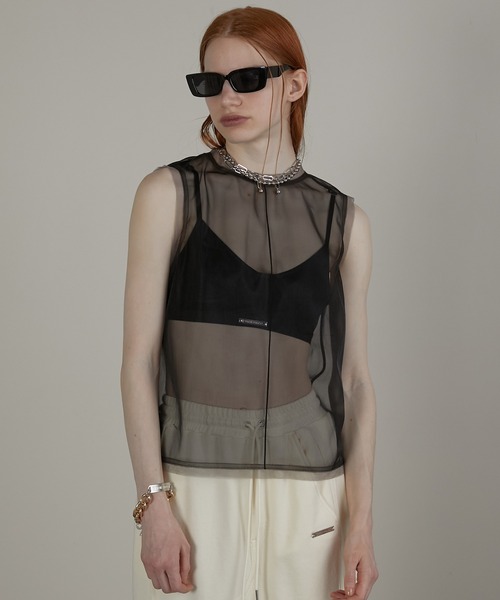 PRANK PROJECT(プランクプロジェクト)の「ミラーエンブリッシュレイヤードトップ / Mirror Embellished Layered Top(ベスト・レディース・ピンク/ブラック・FREE)」の5枚目の写真