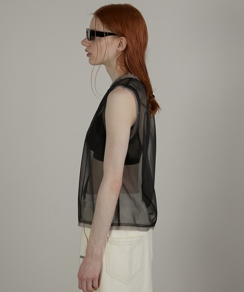 PRANK PROJECT(プランクプロジェクト)の「ミラーエンブリッシュレイヤードトップ / Mirror Embellished Layered Top(ベスト・レディース・ピンク/ブラック・FREE)」の6枚目の写真