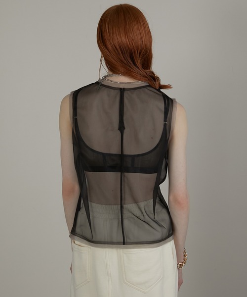 PRANK PROJECT(プランクプロジェクト)の「ミラーエンブリッシュレイヤードトップ / Mirror Embellished Layered Top(ベスト・レディース・ピンク/ブラック・FREE)」の7枚目の写真