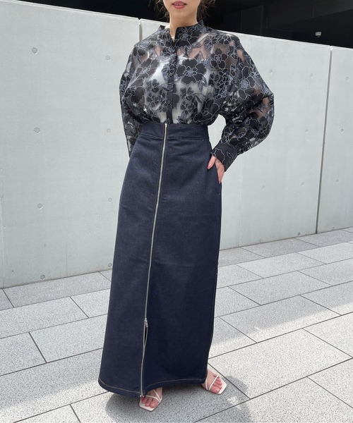 Meli rich(メリーリッチ)の「フラワージャガードシアーバンドカラーシャツ(シャツ/ブラウス・レディース・オフホワイト/ブラック/アイボリー・FREE)」の17枚目の写真