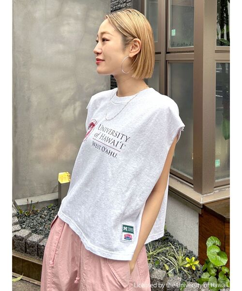 NutmegMills（ナツメグミルズ）の「NUTMEG×HAWAII大学別注 ロゴノースリトップス（Tシャツ/カットソー・レディース・グリーン/ライトグレー/オフホワイト・FREE）」の16枚目の写真