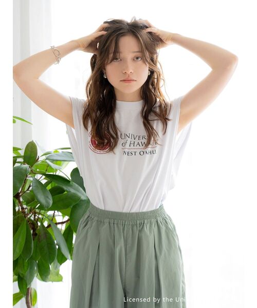 NutmegMills（ナツメグミルズ）の「NUTMEG×HAWAII大学別注 ロゴノースリトップス（Tシャツ/カットソー・レディース・グリーン/ライトグレー/オフホワイト・FREE）」の20枚目の写真