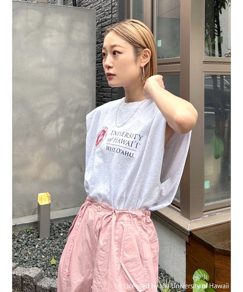 NutmegMills（ナツメグミルズ）の「NUTMEG×HAWAII大学別注 ロゴノースリトップス（Tシャツ/カットソー・レディース・グリーン/ライトグレー/オフホワイト・FREE）」の6枚目の写真