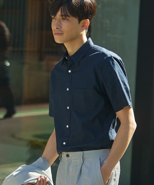 URBAN RESEARCH ROSSO MEN（アーバンリサーチロッソメン）の「『XLサイズあり』リネンレギュラーカラー半袖シャツ（シャツ/ブラウス・メンズ・ナチュラル/ネイビー/ストライプ/ホワイト・SMALL/MEDIUM/LARGE/X-LARGE）」の7枚目の写真