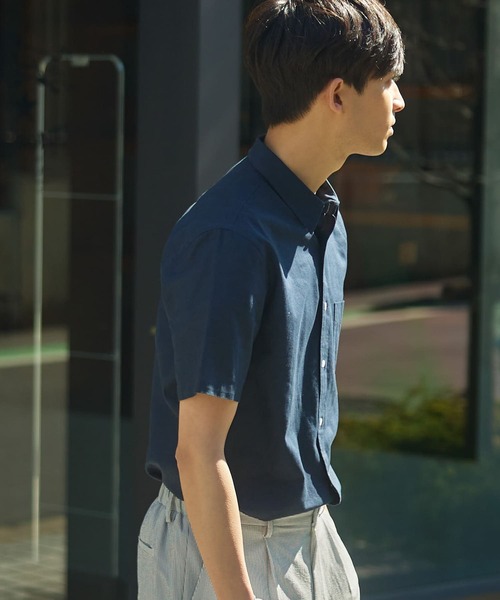 URBAN RESEARCH ROSSO MEN（アーバンリサーチロッソメン）の「『XLサイズあり』リネンレギュラーカラー半袖シャツ（シャツ/ブラウス・メンズ・ナチュラル/ネイビー/ストライプ/ホワイト・SMALL/MEDIUM/LARGE/X-LARGE）」の9枚目の写真