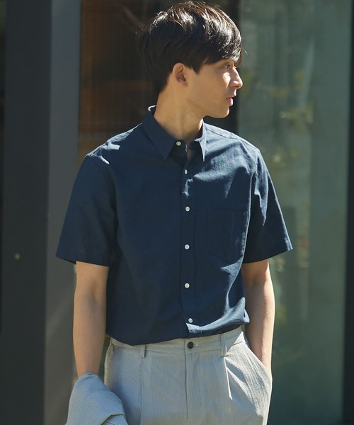 URBAN RESEARCH ROSSO MEN（アーバンリサーチロッソメン）の「『XLサイズあり』リネンレギュラーカラー半袖シャツ（シャツ/ブラウス・メンズ・ナチュラル/ネイビー/ストライプ/ホワイト・SMALL/MEDIUM/LARGE/X-LARGE）」の10枚目の写真