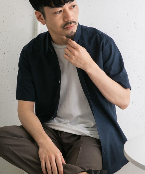 URBAN RESEARCH ROSSO MEN（アーバンリサーチロッソメン）の「『XLサイズあり』リネンレギュラーカラー半袖シャツ（シャツ/ブラウス・メンズ・ナチュラル/ネイビー/ストライプ/ホワイト・SMALL/MEDIUM/LARGE/X-LARGE）」の15枚目の写真