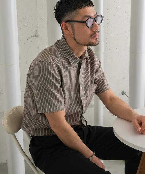 URBAN RESEARCH ROSSO MEN(アーバンリサーチロッソメン)の「『XLサイズあり』リネンレギュラーカラー半袖シャツ(シャツ/ブラウス・メンズ・ナチュラル/ネイビー/ストライプ/ホワイト・SMALL/MEDIUM/LARGE/X-LARGE)」の14枚目の写真