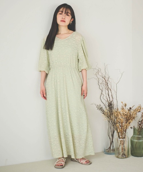 mil（ミル）の「【150㎝前後の小柄さんサイズ】小花柄総レースワンピース【インナーキャミワンピ付き】（ワンピース・レディース・ブラック/ライトグリーン/モカ・XS/XXS/S）」の9枚目の写真