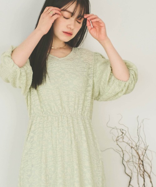 mil（ミル）の「【150㎝前後の小柄さんサイズ】小花柄総レースワンピース【インナーキャミワンピ付き】（ワンピース・レディース・ブラック/ライトグリーン/モカ・XS/XXS/S）」の11枚目の写真