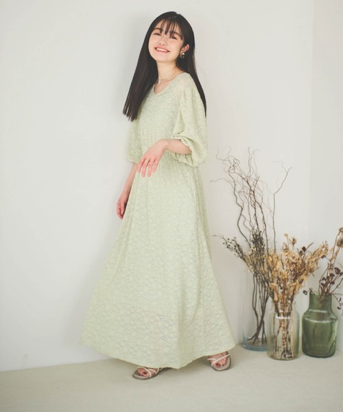 mil（ミル）の「【150㎝前後の小柄さんサイズ】小花柄総レースワンピース【インナーキャミワンピ付き】（ワンピース・レディース・ブラック/ライトグリーン/モカ・XS/XXS/S）」の12枚目の写真